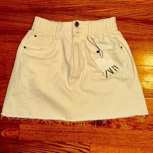 Zara white jean skirt